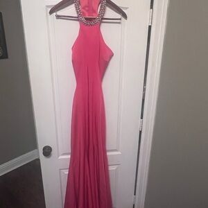 Elegant Pink Halter Neck Dress